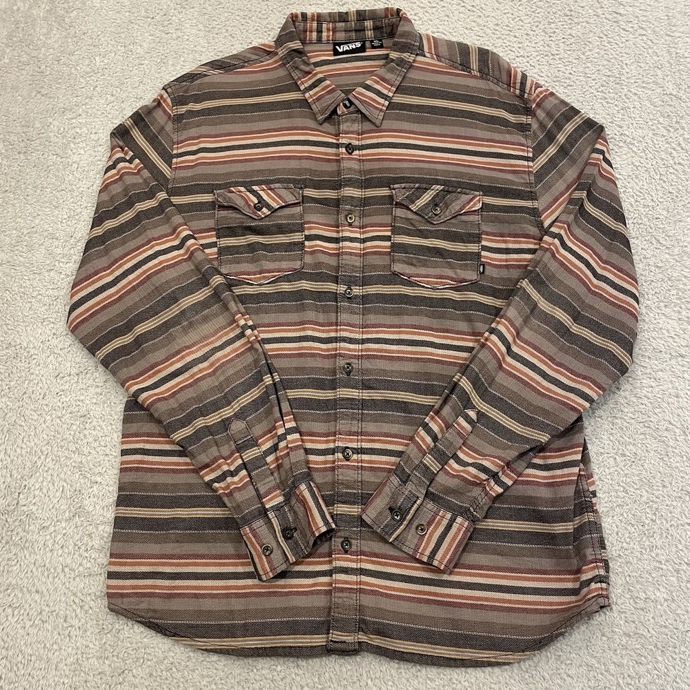 Vans Off The Wall Flannel Shirt Mens XL Striped Southwestern Skater Textured EUC